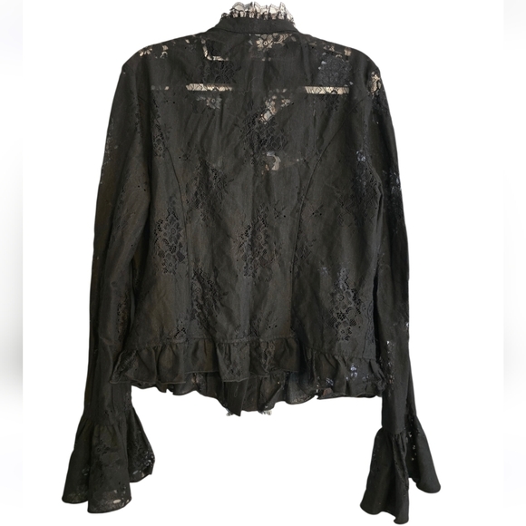 Dark In Love Black Lace Victorian/Gothic Blouse With Cross Size XXL in EUC - Picture 9 of 11